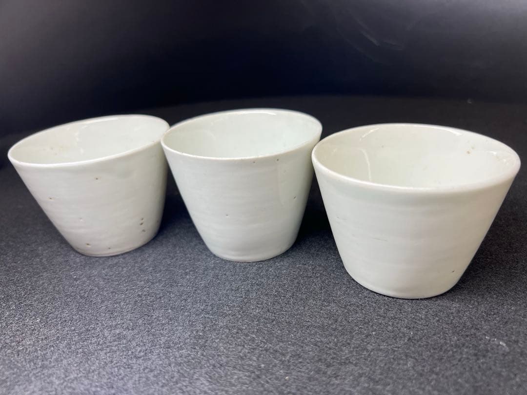 江戸中期　古伊万里白磁そば猪口7客　口径約7.5㎝　東Y8-0116☆2F