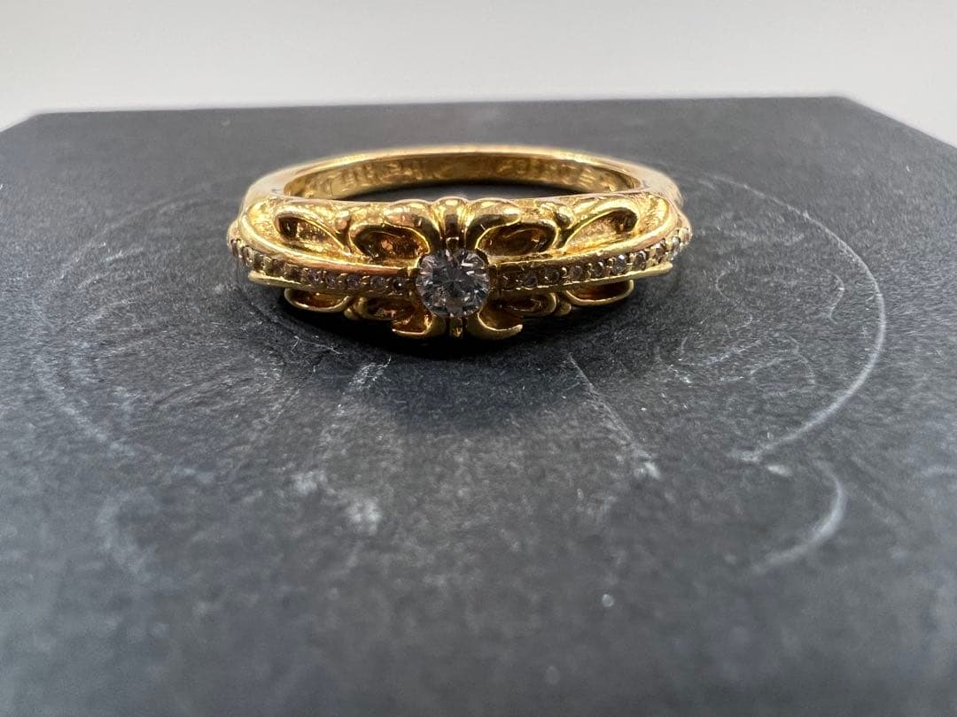 【訳あり】 CHROME HEARTS ベビークラシックフローラルクロスリング