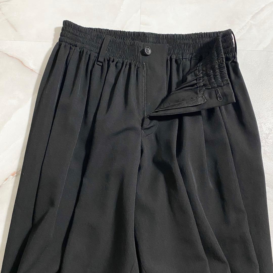A17008 美品 ヨウジヤマモト 22AW ワイドギャザーイージーパンツ 黒1