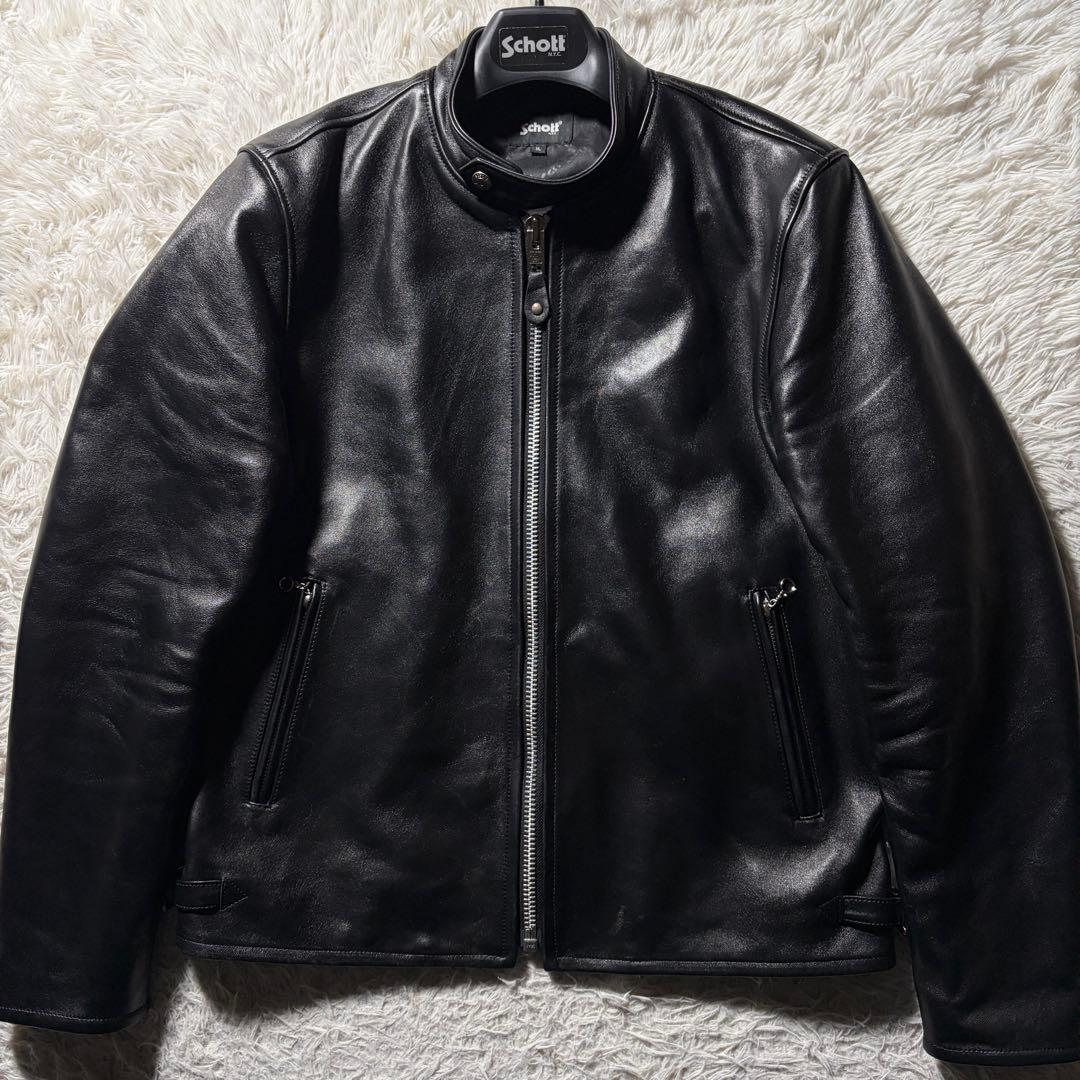 ウ*マ様 極美品/XL✨Schott ライダースジャケット シングル　羊革　黒