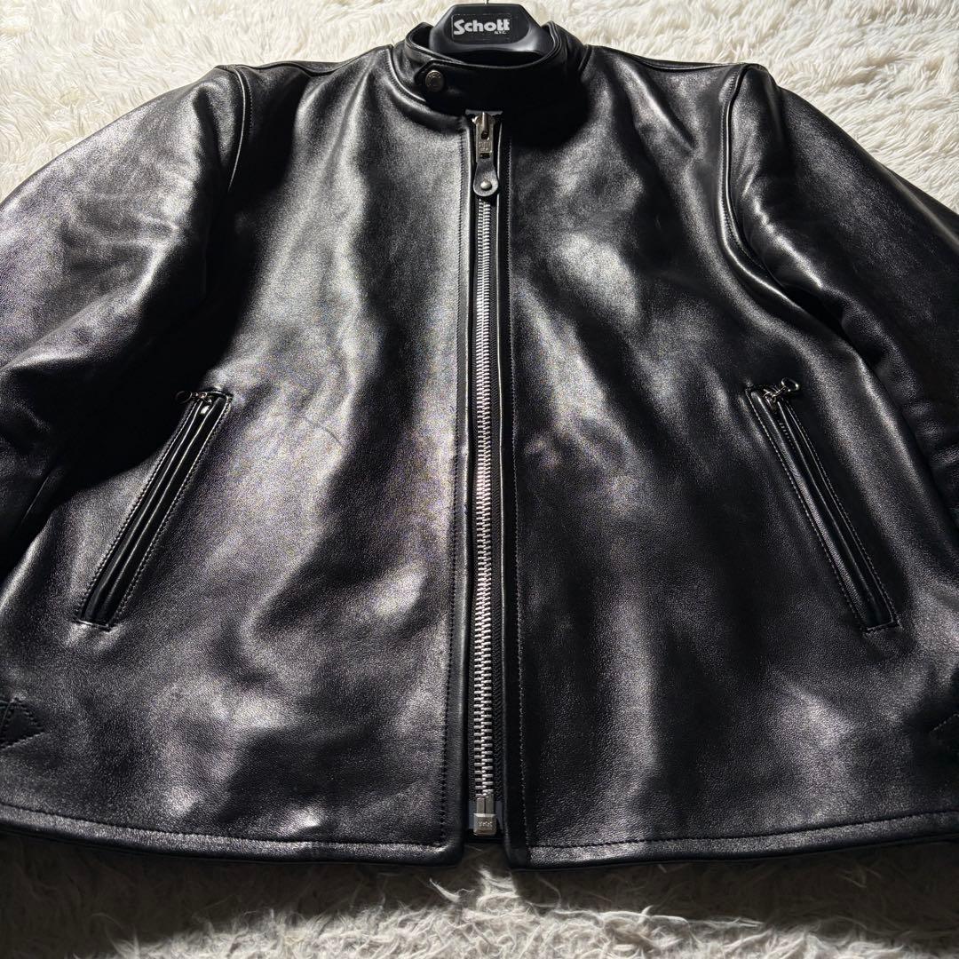 ウ*マ様 極美品/XL✨Schott ライダースジャケット シングル　羊革　黒