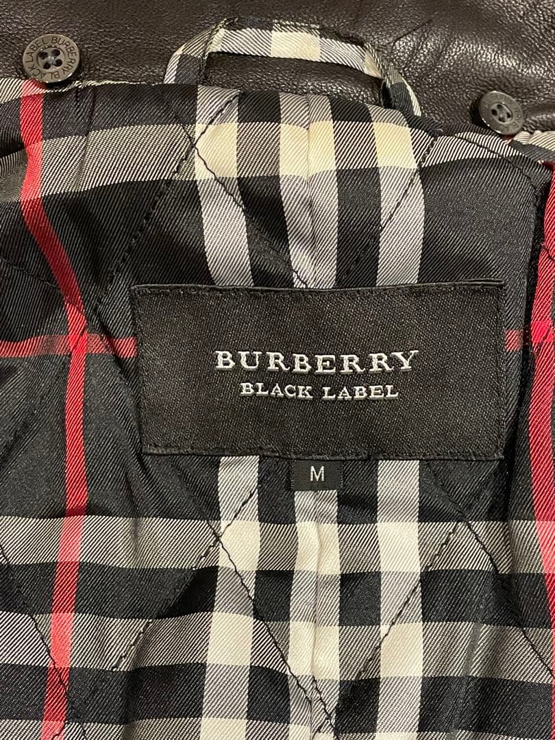 バーバリーブラックレーベル ラムレザー ライダース M ノバチェック ファー欠品