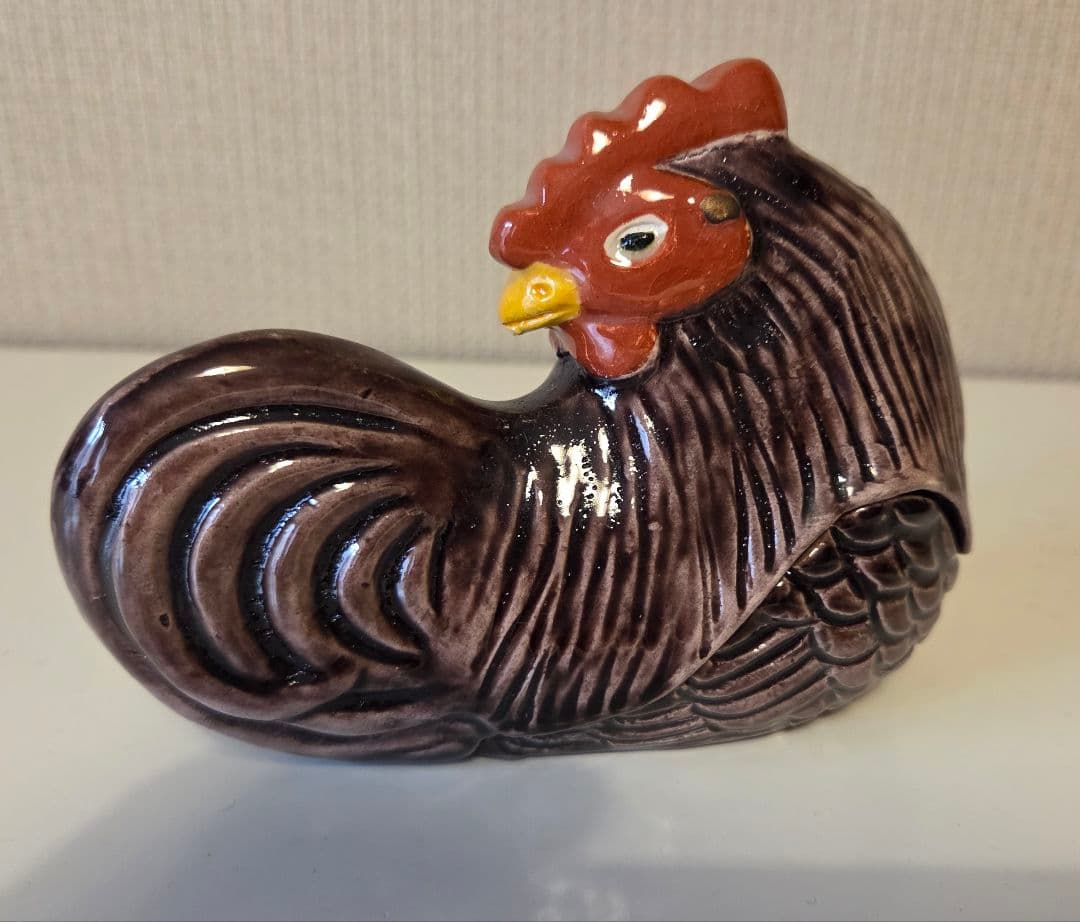 鶏(楽) 香炉 川崎和楽造 　 紙製共箱付 京焼