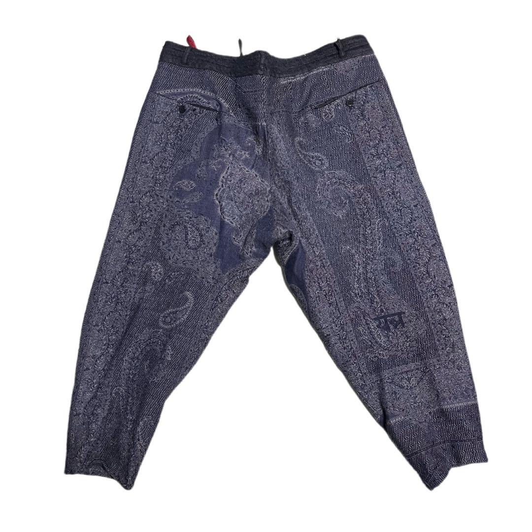 YANTOR ペイズリー柄 ダークブルー サルエルパンツ
