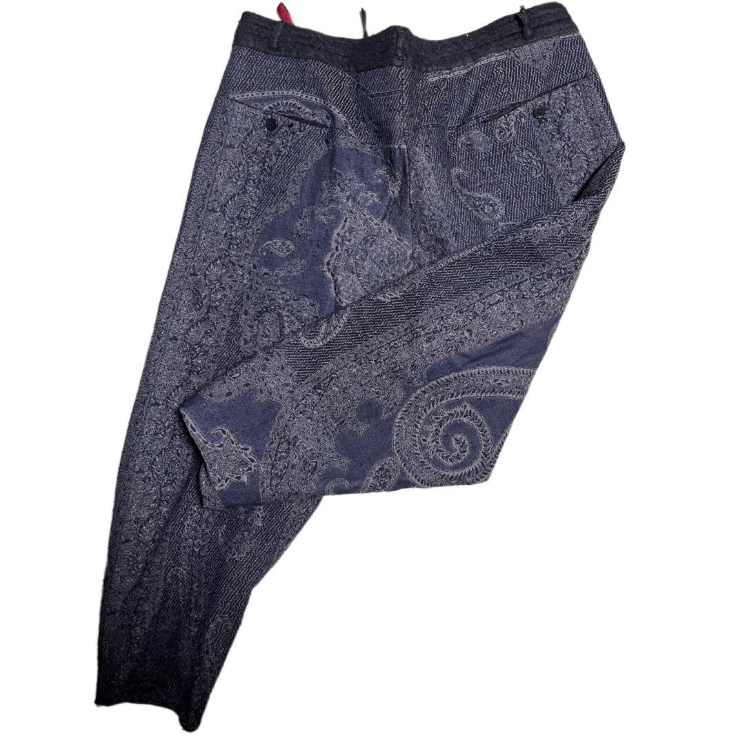 YANTOR ペイズリー柄 ダークブルー サルエルパンツ