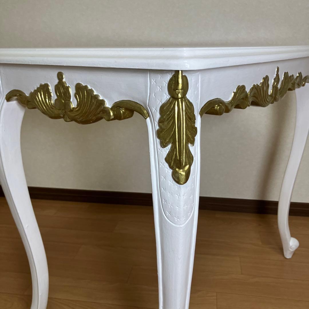 姫系　アンティーク風　猫足　ゴールドレリーフ　デスク　ロココ風