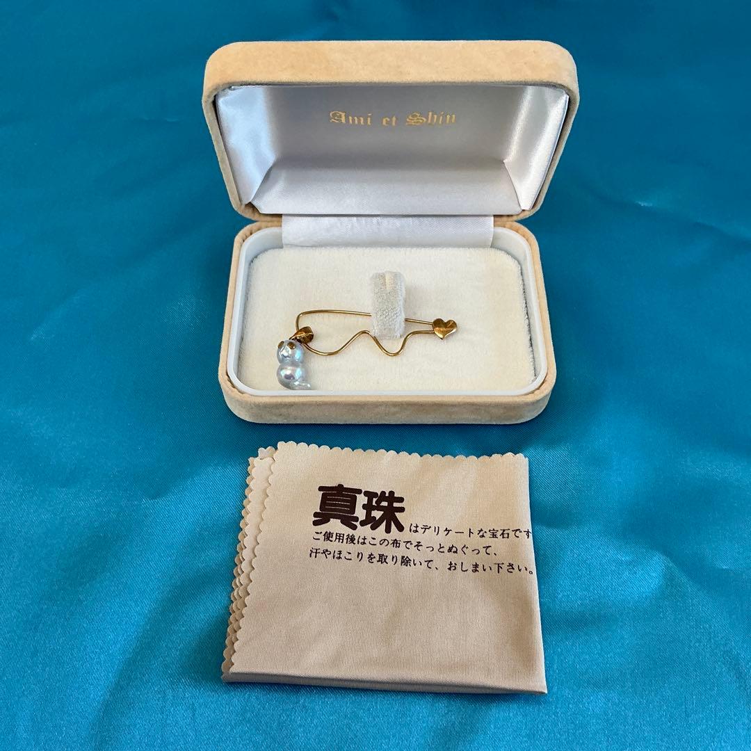 宇和島真珠 バロック真珠 あこや真珠 真珠ブローチ アヒルモチーフK18箱付き