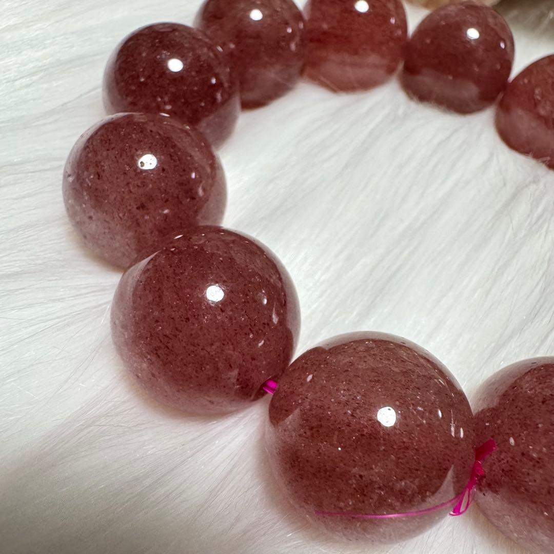 希少 ストロベリークォーツ 大玉 ブレスレット 恋愛運 金運 魔除け 天然石