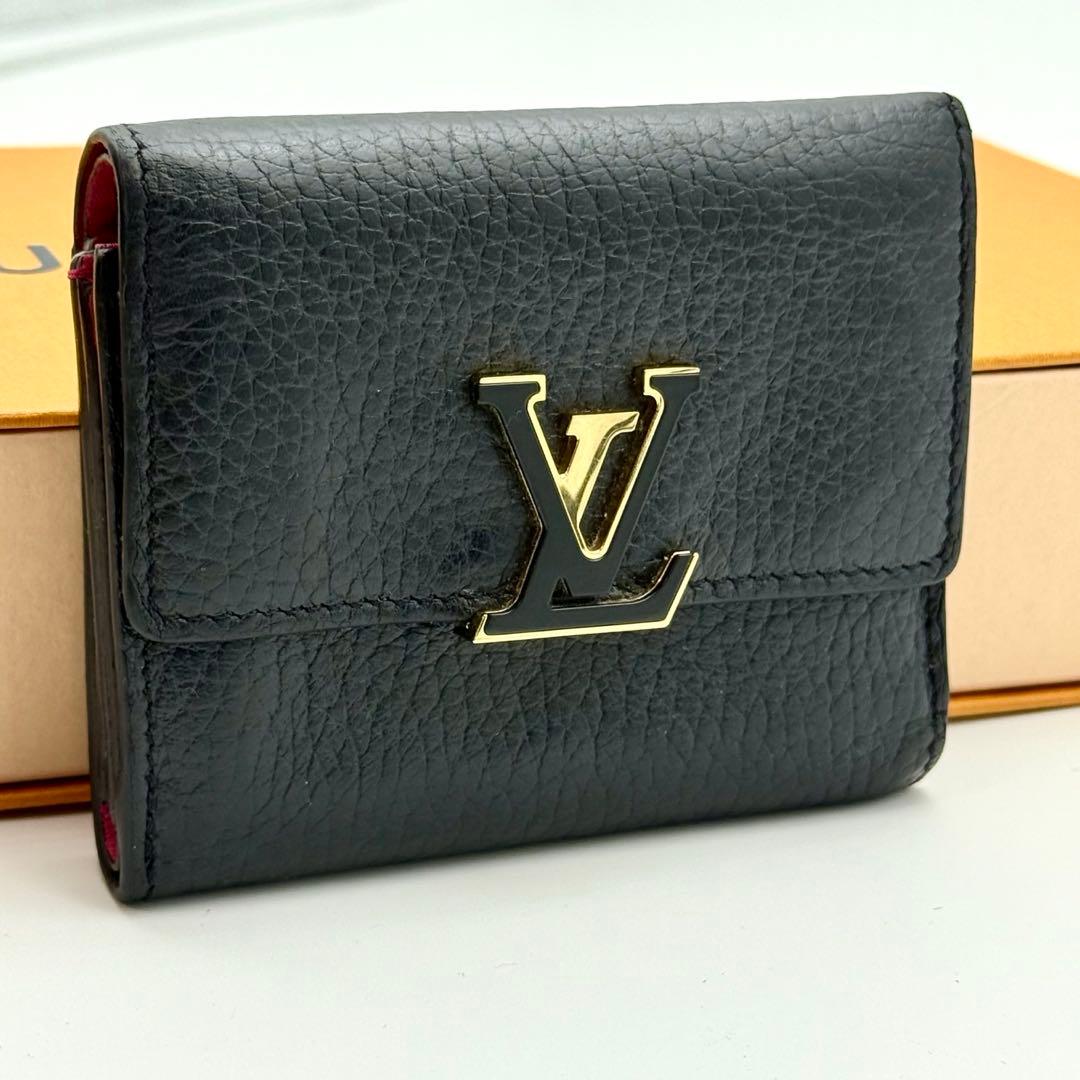 美品　ルイヴィトン　カプシーヌ　XS 三つ折り財布　ブラック