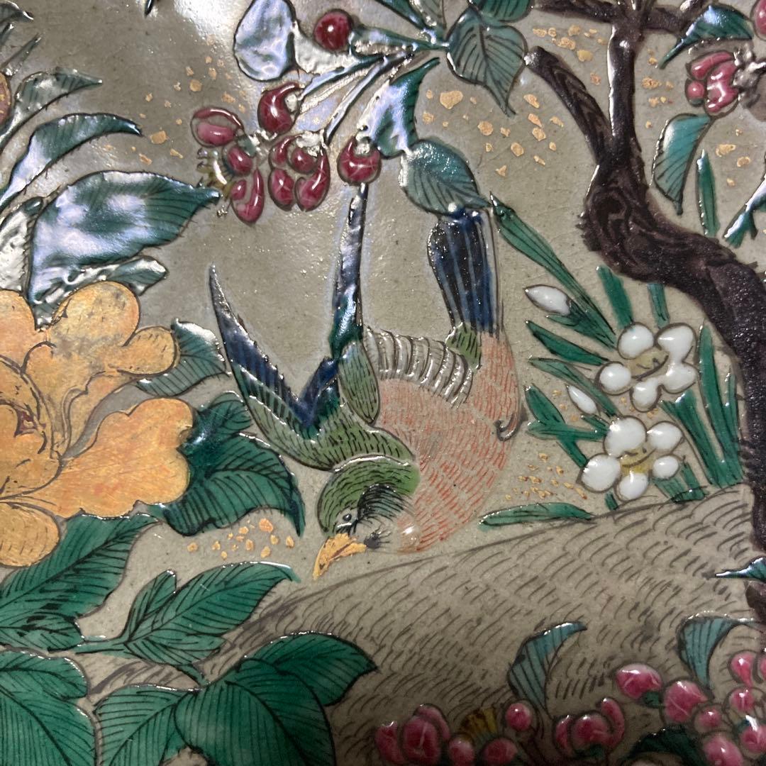 骨董品　大皿　花鳥絵