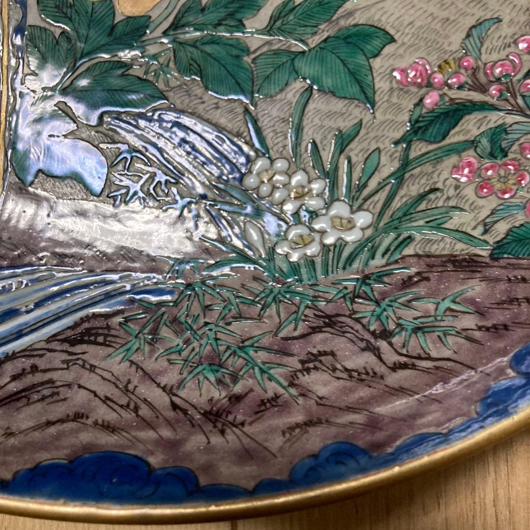 骨董品　大皿　花鳥絵