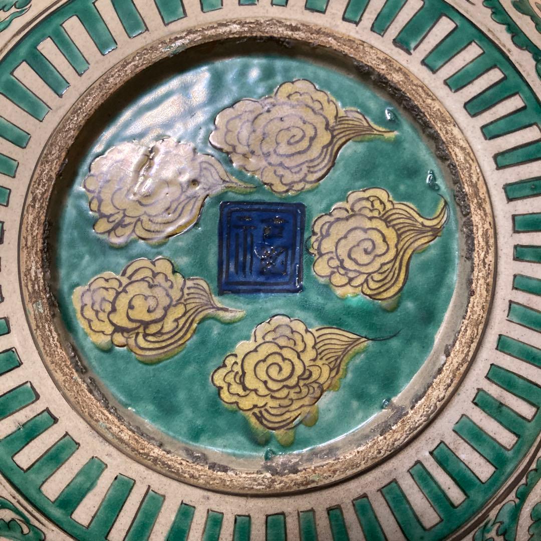 骨董品　大皿　花鳥絵