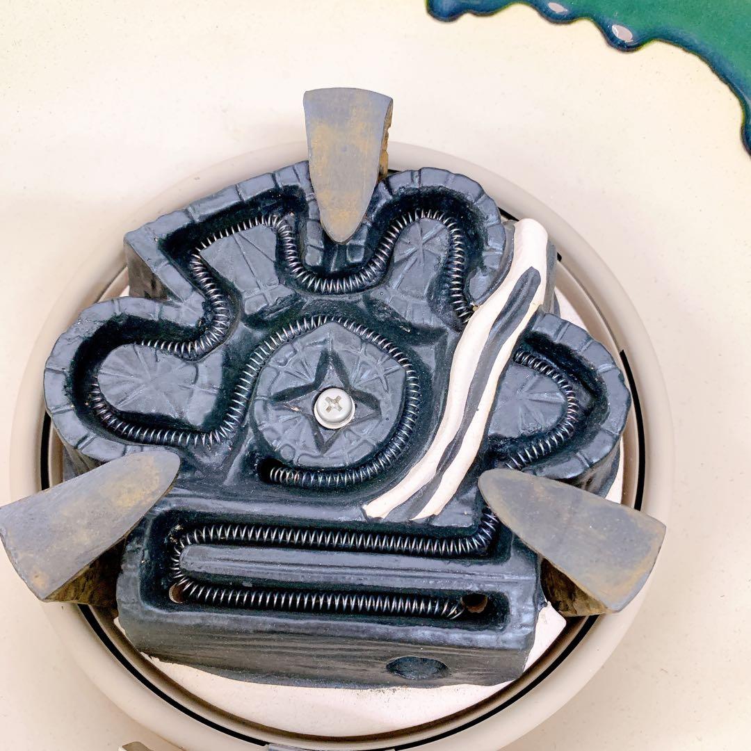 9D22 野々田製 電熱器付き織部紅鉢風炉 柿合わせ塗小板セット 茶釜 茶道具