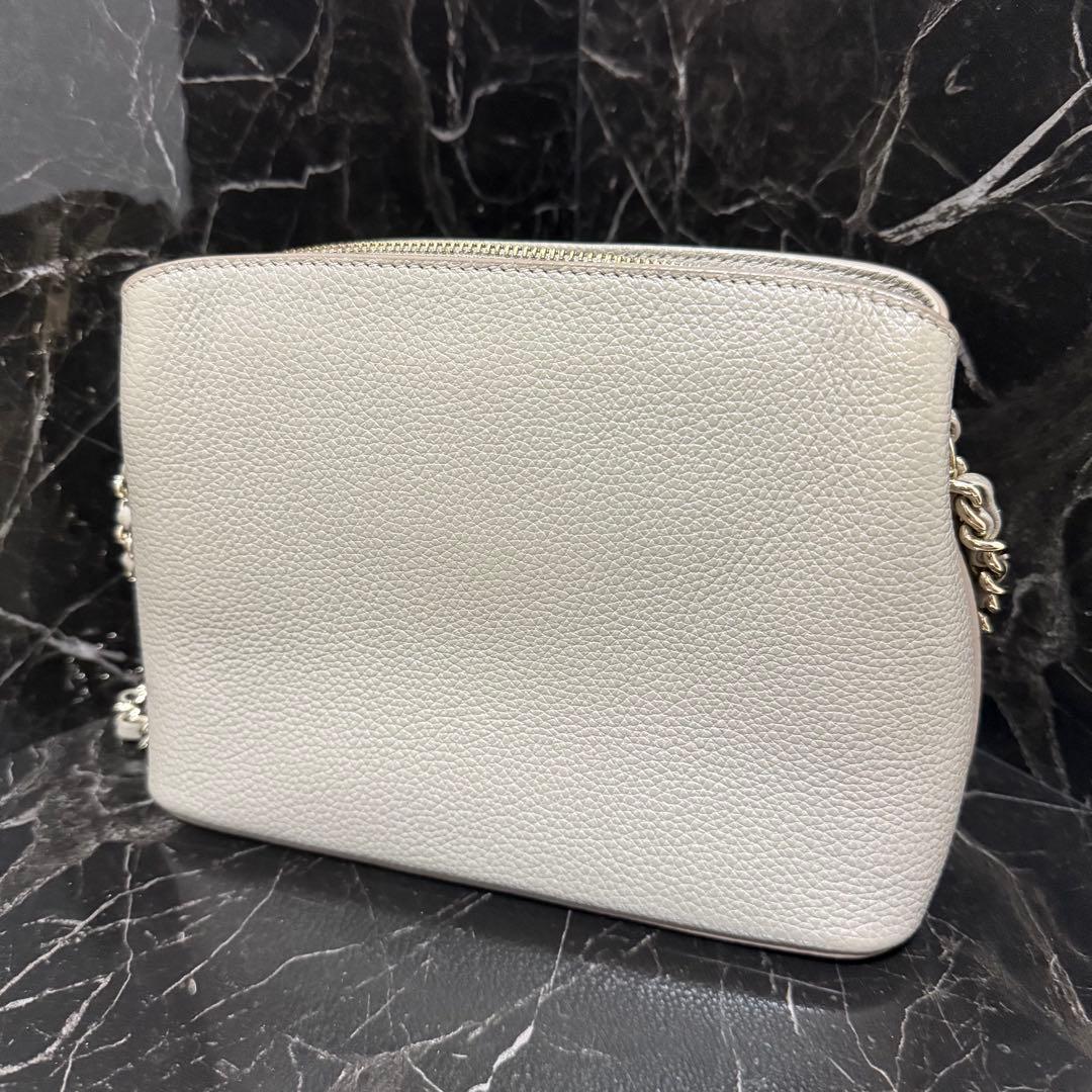 美品　FURLAフルラ レザー チェーンショルダーバッグ グレー シルバー金具