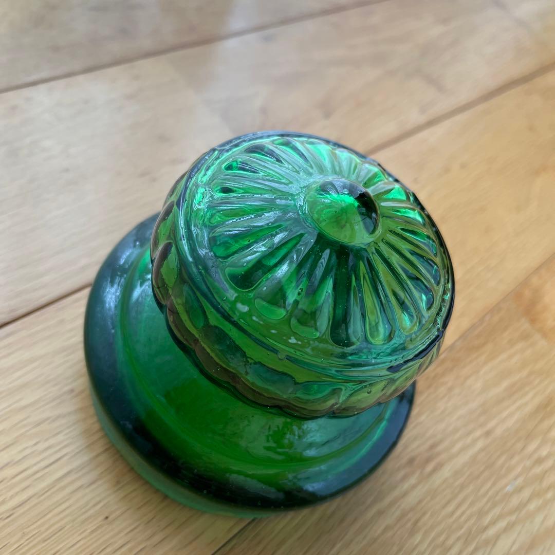 昭和レトロ ガラス瓶 ガラスポット 保存瓶 グリーン