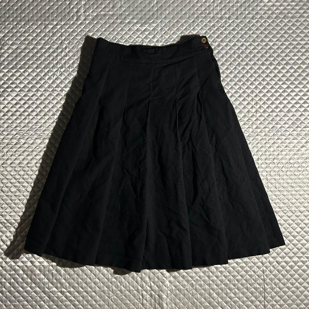 AD2009 archive ポリ縮プリーツフレアスカート 黒 縮絨