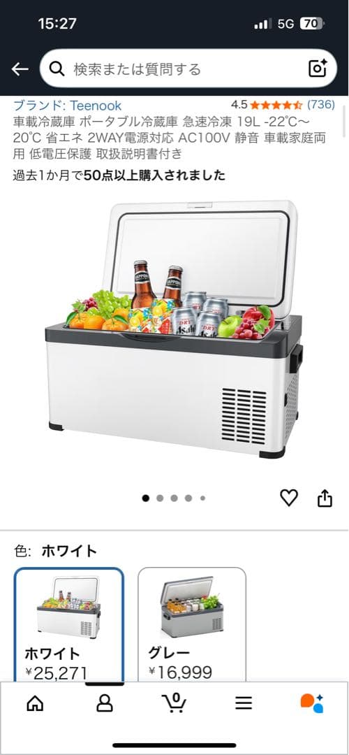 ポータブル冷凍庫 温度調整機能付き