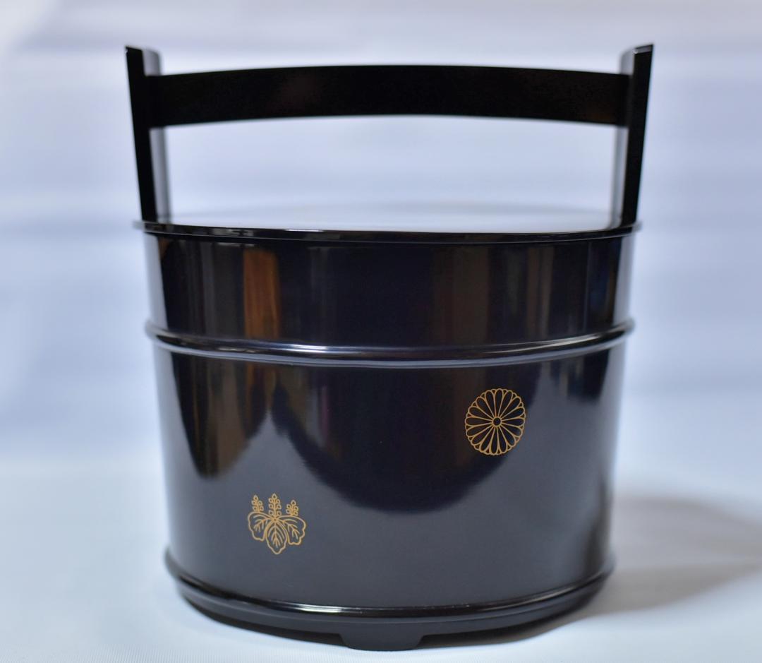 真塗光越造　蔦、桐紋手桶水指　【極上品】お茶道具／共箱