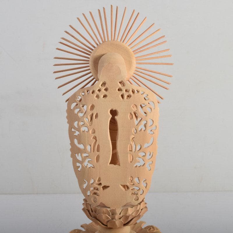 仏教美術　柘植彫刻　西立弥陀像　仏像　華鬘台　C　8845