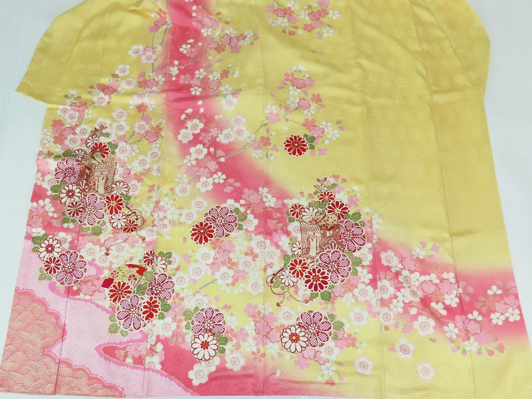 要事前確認　振袖　正絹　裄68.5　身丈170　パールトン　3355rym