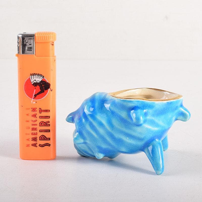 茶道具　平安　手塚桐鳳造　浅黄交趾栄螺　蓋置　共箱　V　8362