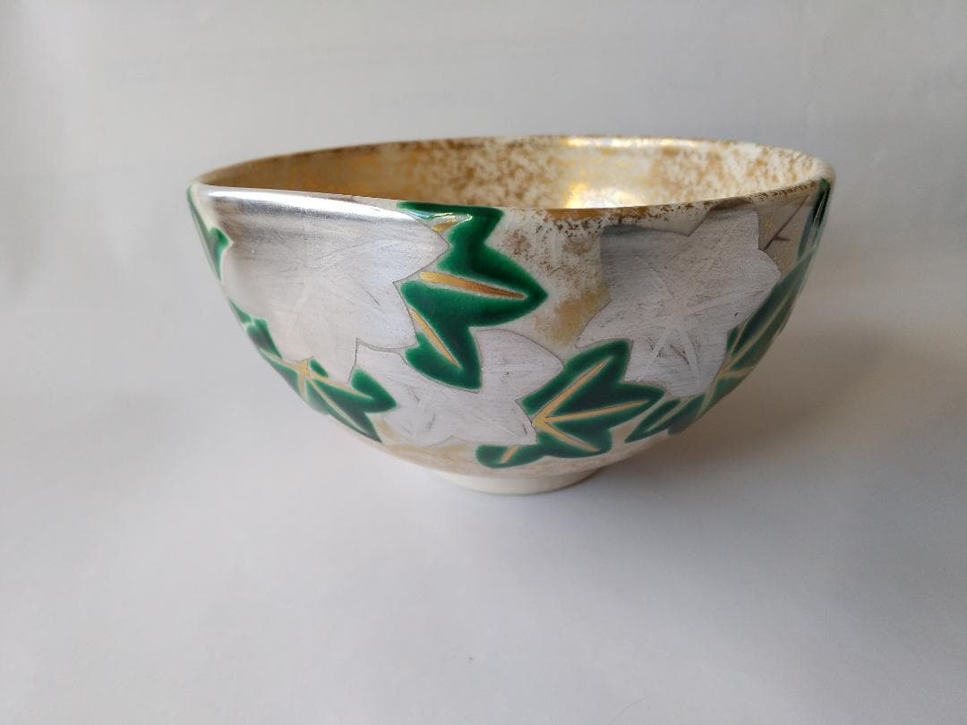 京焼 妙見窯 今岡妙見 金砂子 青楓 茶碗 共箱 共布 栞 茶道具 抹茶碗 新品