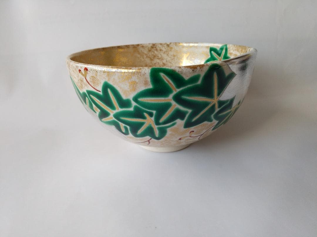京焼 妙見窯 今岡妙見 金砂子 青楓 茶碗 共箱 共布 栞 茶道具 抹茶碗 新品