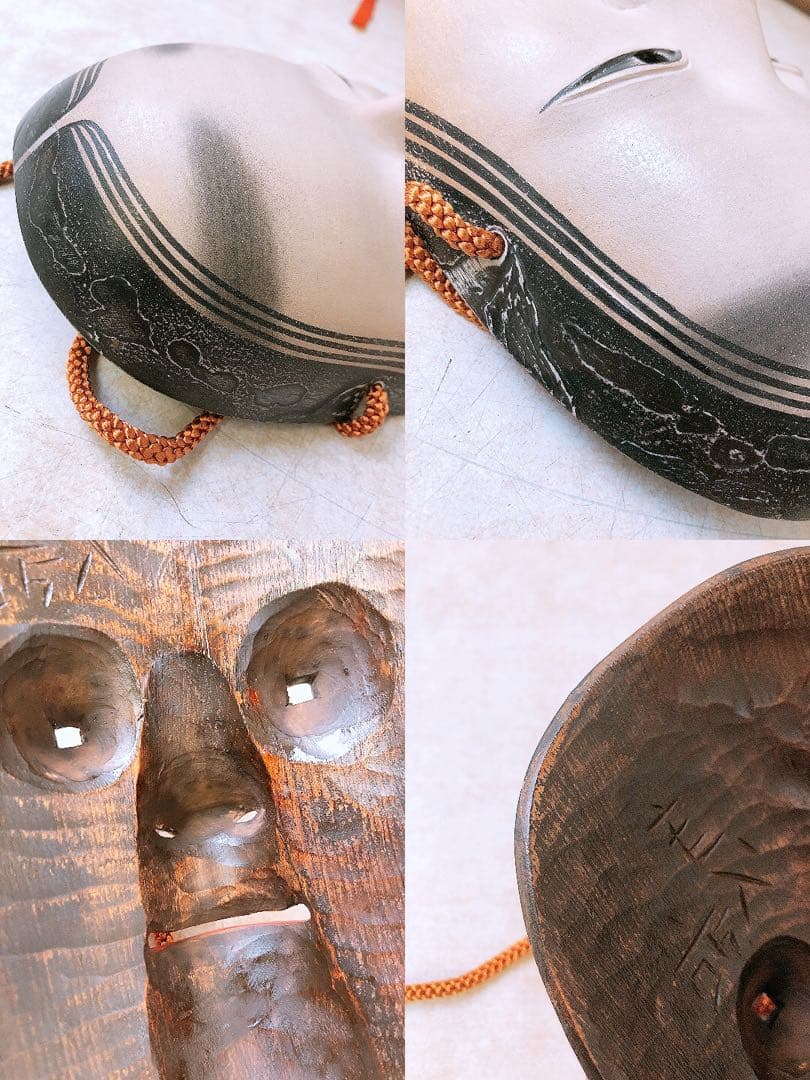 や*ろ様 能面 小面 木彫り 木箱入 女性面 舞台小道具 工芸品 昭和 レトロ