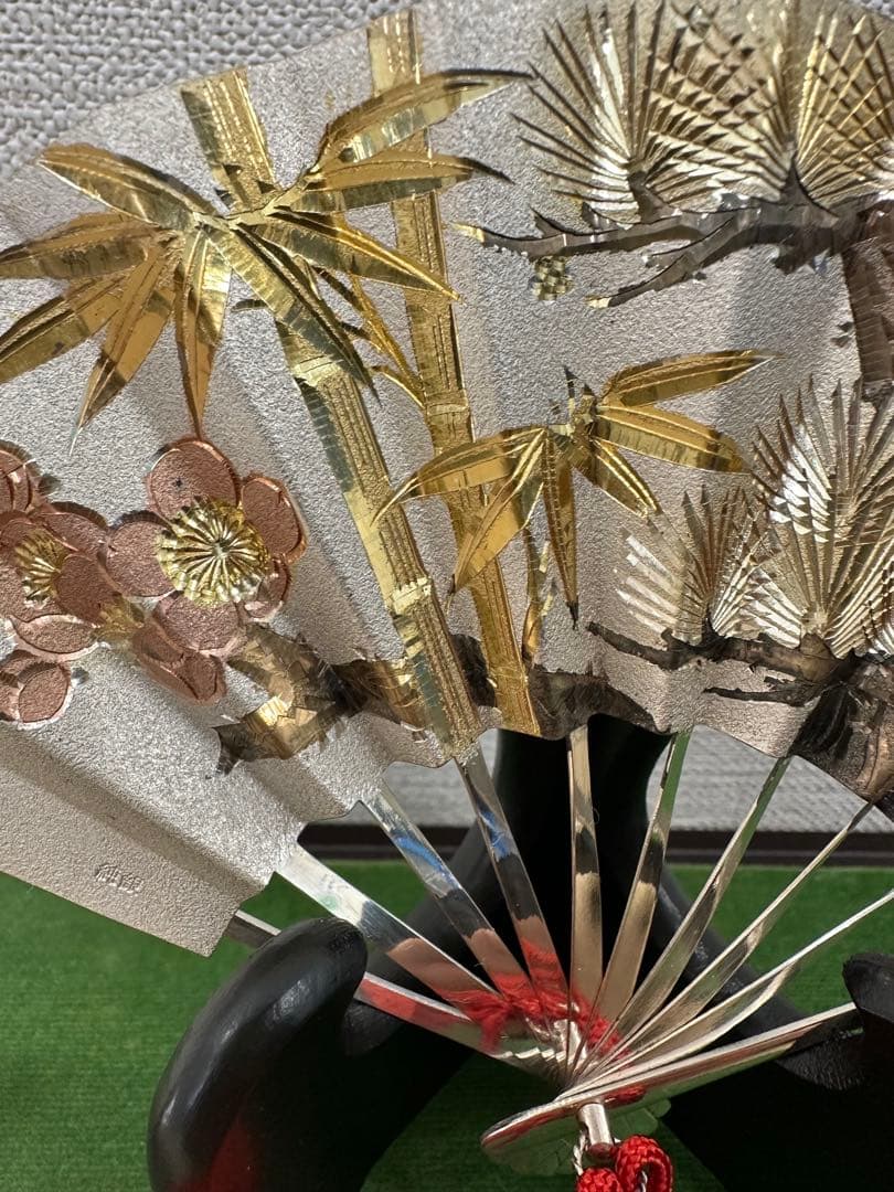 純銀製飾り扇　武峰作　銀細工