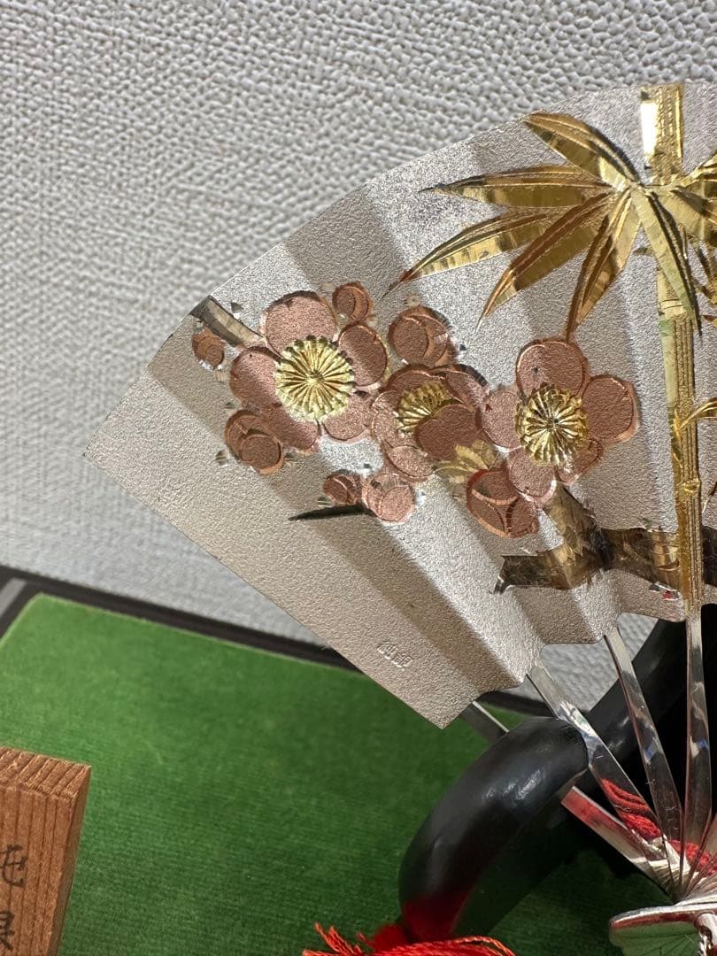 純銀製飾り扇　武峰作　銀細工