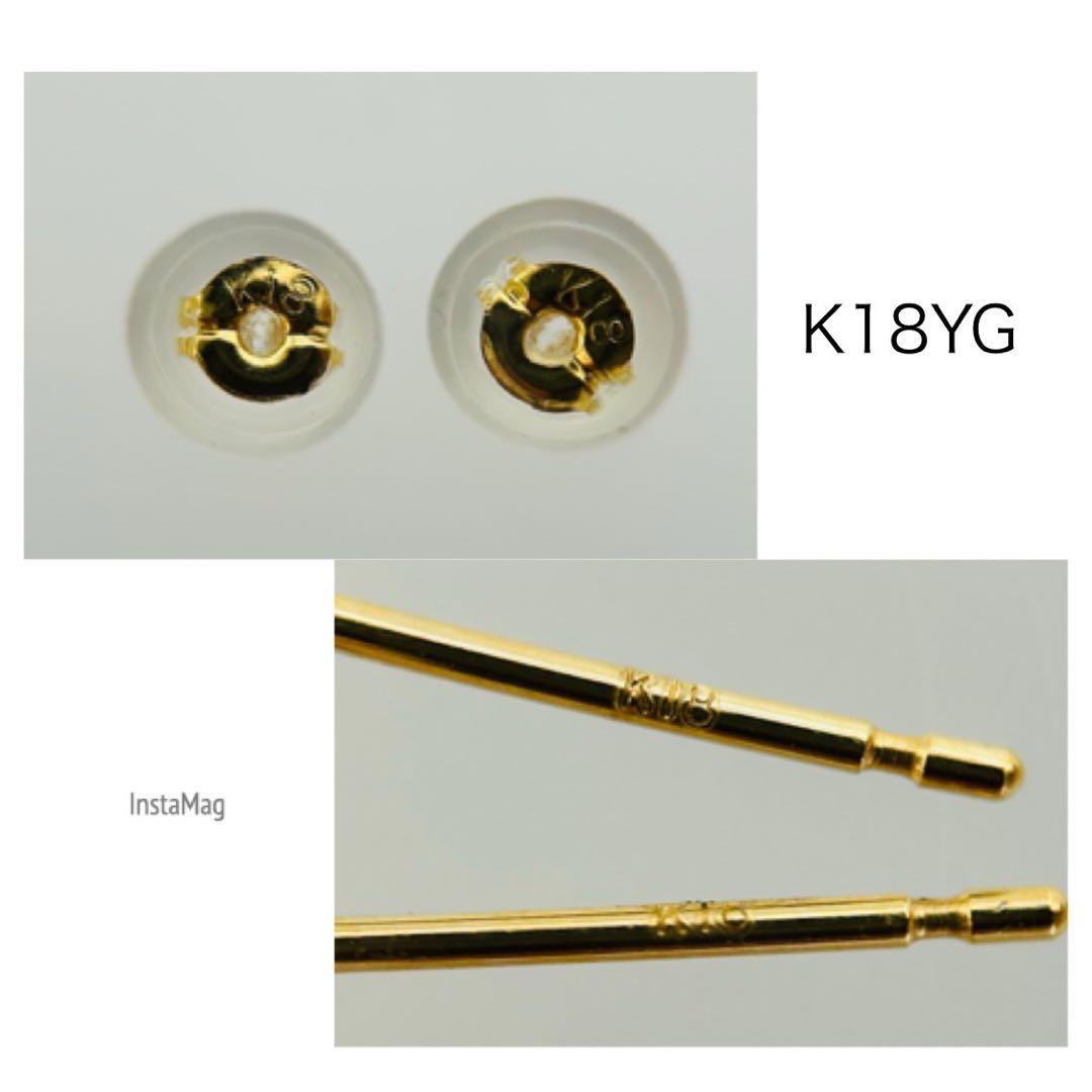 (M0123-1)K18南洋白蝶、南洋ゴールデンケシパールぶら下がりピアス