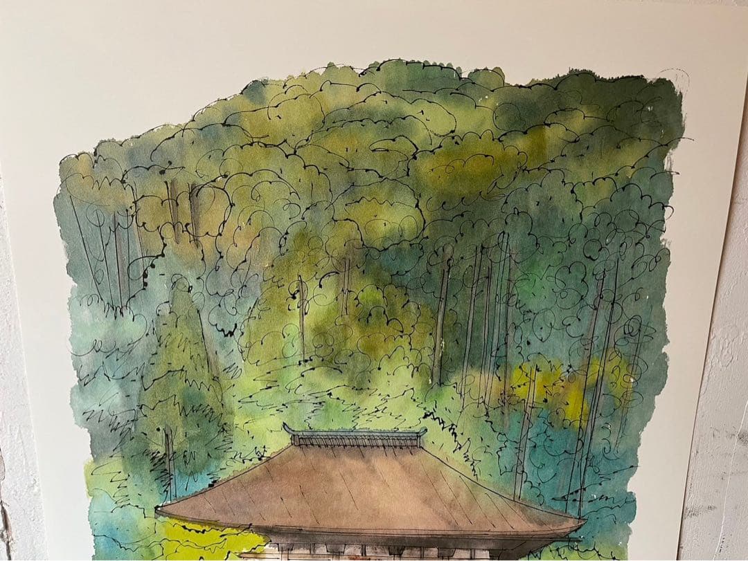 平山邦夫 素描画 平成洛中洛外図 寺 絵