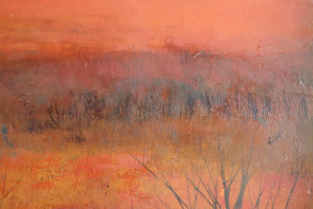 真作保証 西井義晃 「赤い風景」 油彩20号 自由美術協会会員