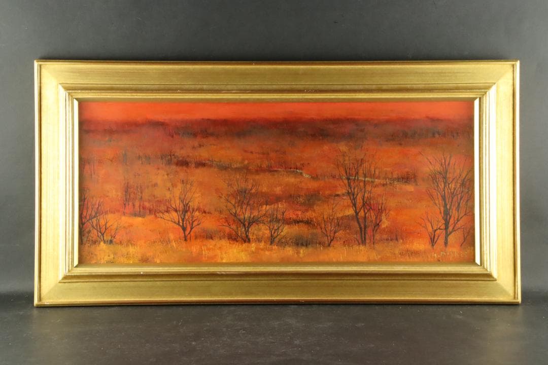 真作保証 西井義晃 「赤い風景」 油彩20号 自由美術協会会員