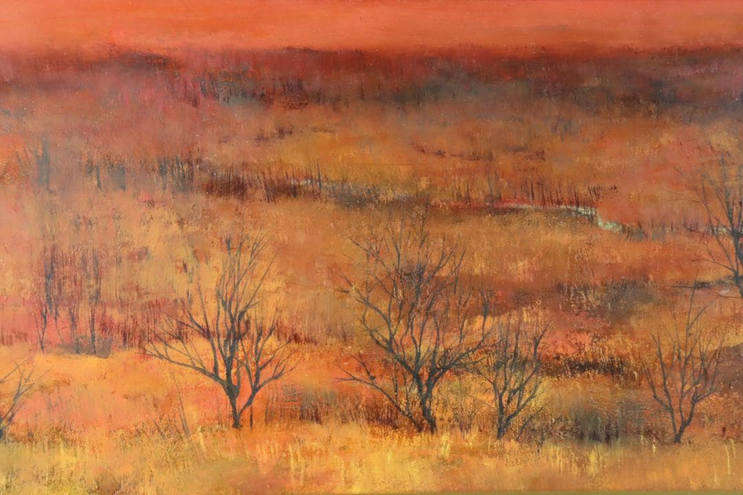 真作保証 西井義晃 「赤い風景」 油彩20号 自由美術協会会員