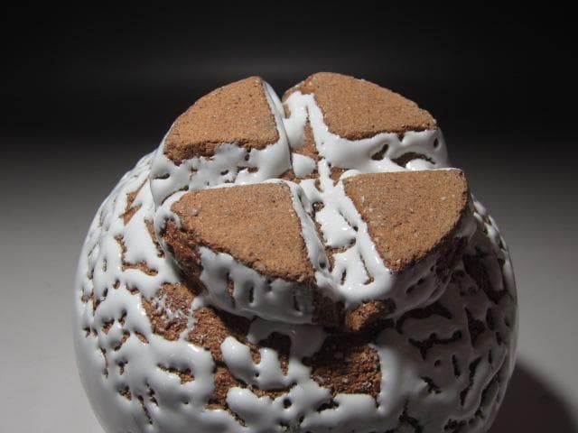 【セール】☆十一代三輪休雪　鬼萩茶碗　遠山　裏千家十五代鵬雲斎の花押☆y413