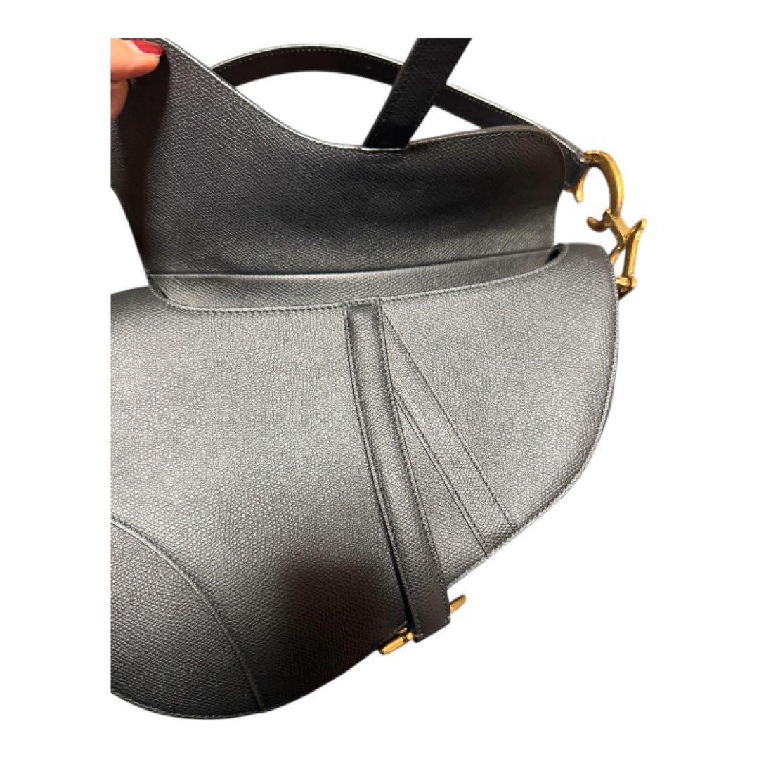 美品DIOR Saddle バッグ ミディアムグレインドカーフスキン　ブラック