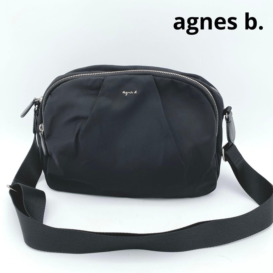 極美品 agnes b. アニエスベー ナイロンショルダーバッグ 黒 ブラック