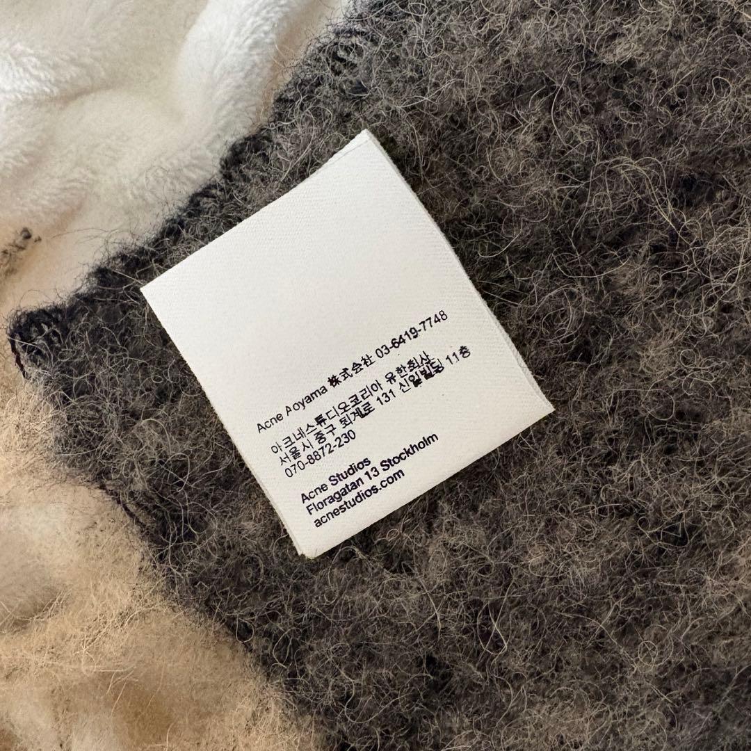 Acne Studios モヘアチェックスカーフ ブルー ベージュ ブラック