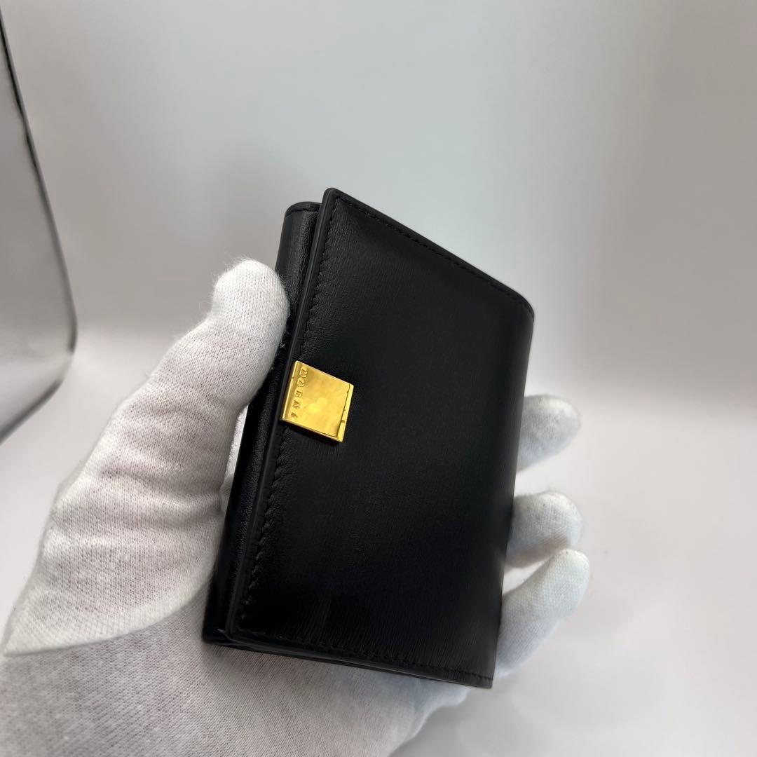 MARNI 三つ折り財布　PRISMA ブラック　ゴールド　財布　ウォレット　黒
