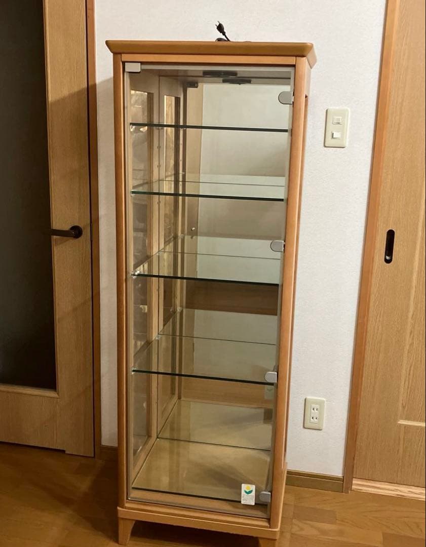 キュリオケース(ガラスケース) 日本製　ナチュラル(キャメル)