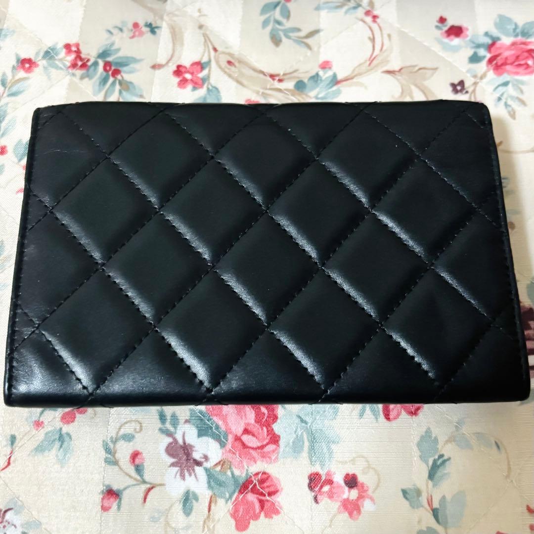 CHANEL カンボンライン 二つ折り 財布 ブラック ピンク ※説明欄必読