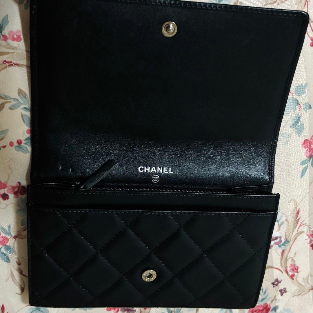 CHANEL カンボンライン 二つ折り 財布 ブラック ピンク ※説明欄必読