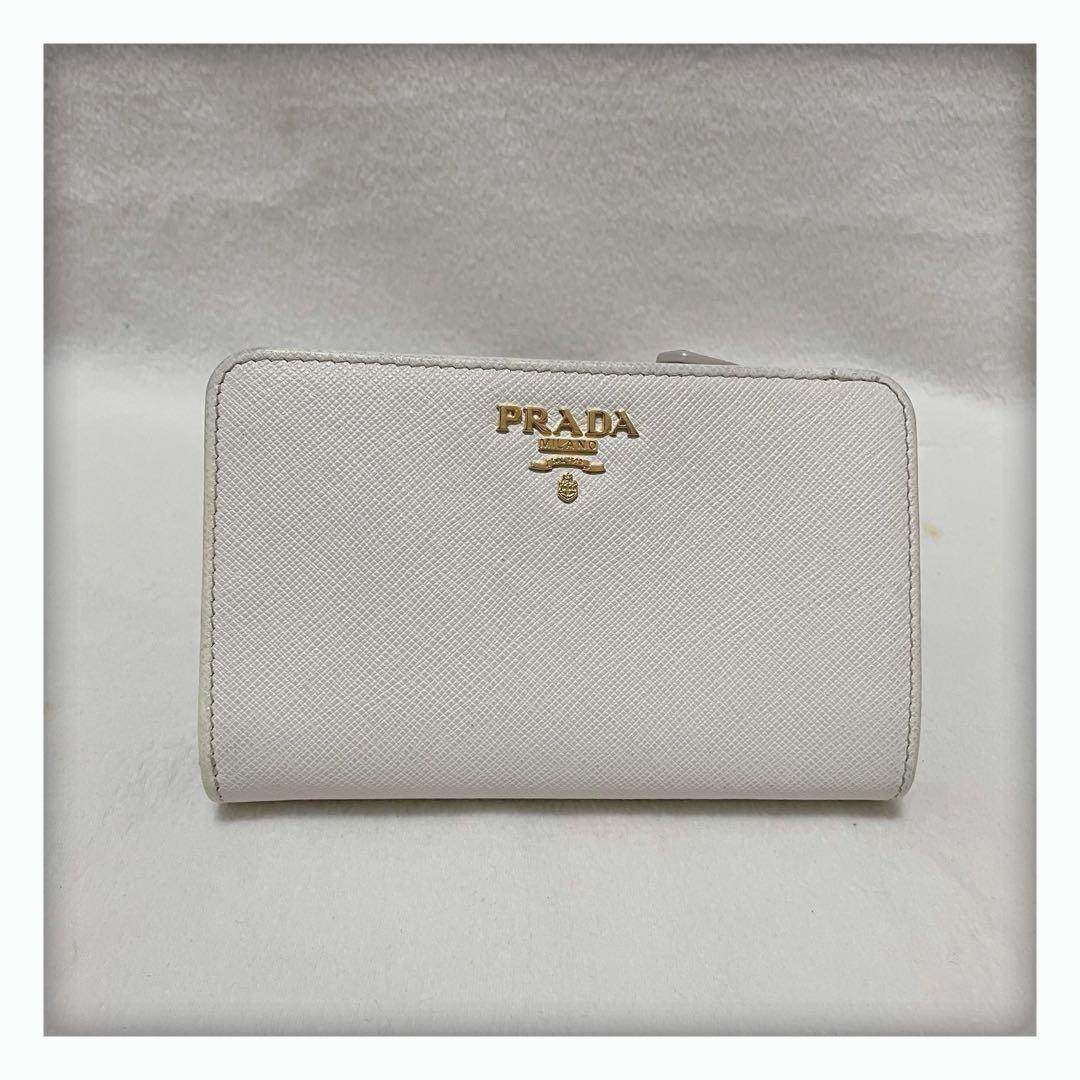 最終値下げ‼️ 極美品✨ PRADA プラダ サフィアーノ 二つ折り財布 ホワイト