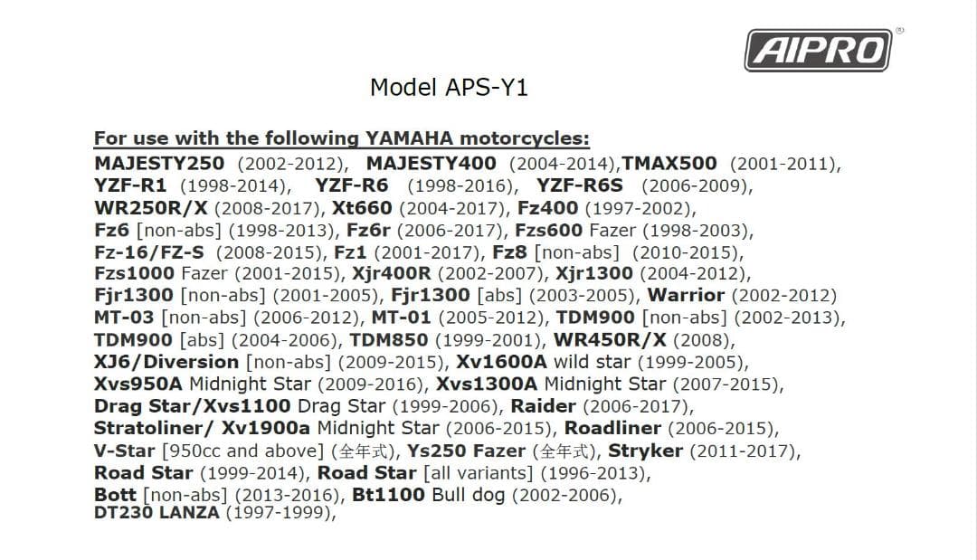 アイプロ製★スピードヒーラー APSY1 WR250R/X XJR1300