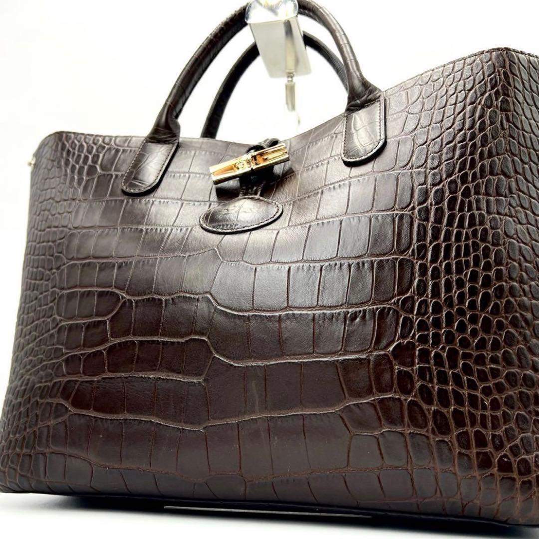 美品✨激レア ロンシャン ロゾ トートバッグ クロコ ブラウン レディース