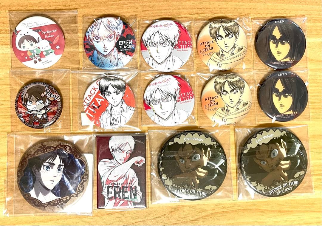 進撃の巨人　エレン 缶バッジ 14点まとめ