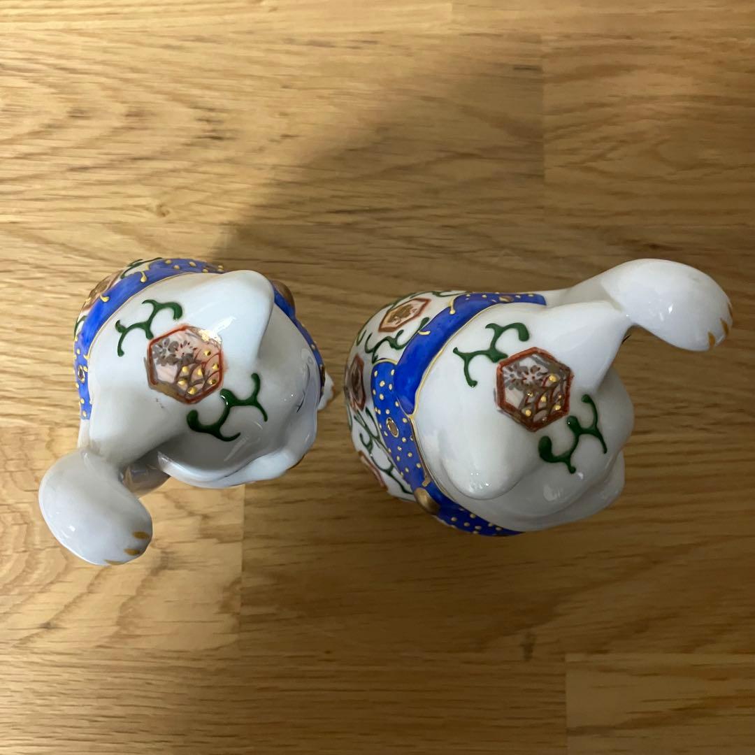 伊万里焼？　招き猫　ペア　アンティーク　骨董