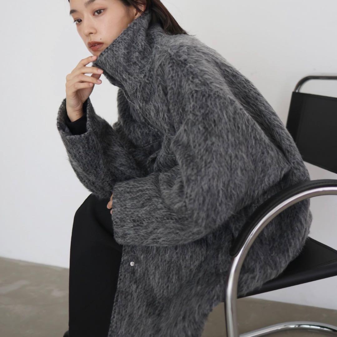 値下げ［新品未使用］hellam シャギースタンドカラーコート