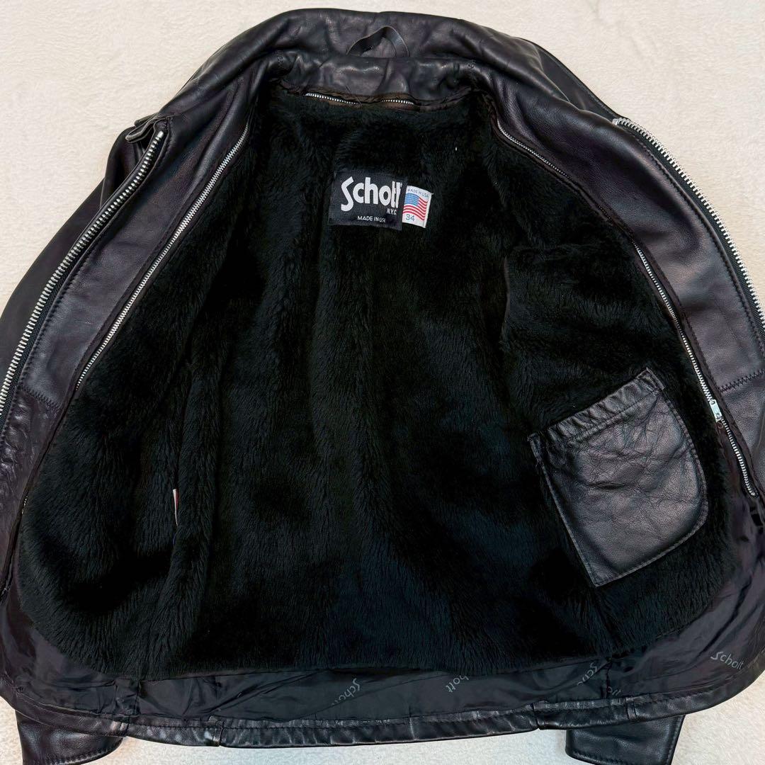 美品 SCHOTT 642 ライダースジャケット ライナー付 USA製 ブラック